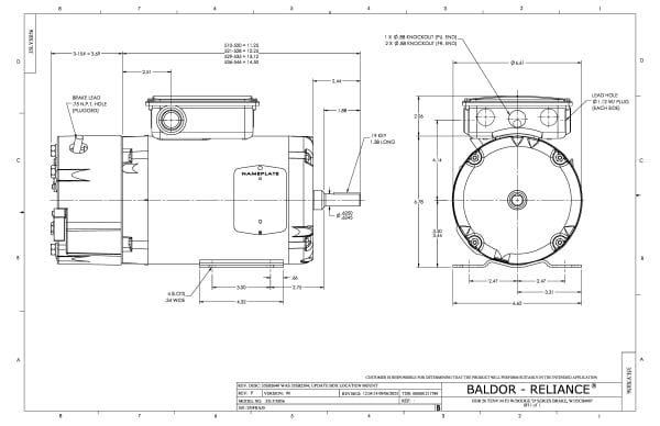 Baldor .5/.37 KW HP, 1770 1/MIN RPM, 3 Phase, 60 Hz, 56, 35 - BNM3538-D - Image 2