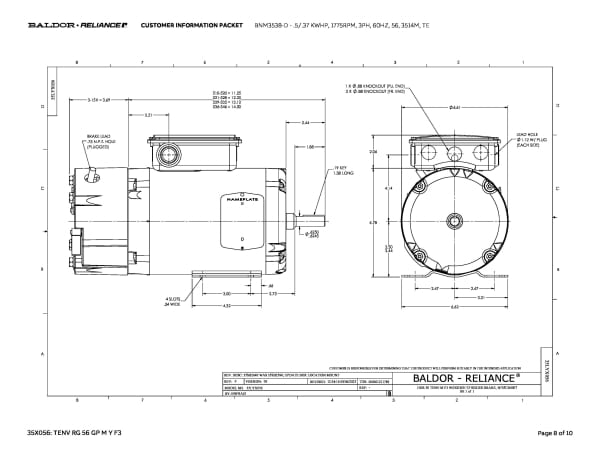 Baldor .5/.37 KW HP, 1770 1/MIN RPM, 3 Phase, 60 Hz, 56, 35 - BNM3538-D - Image 11
