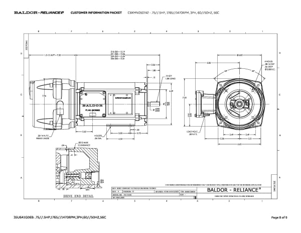 Baldor 0.75//.5 HP, 1740//1450 RPM, 3 Phase, 60//50 Hz, 56 - CBXMN050742 - Image 11