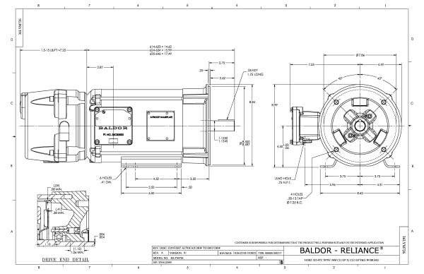 Baldor 2//1.5 HP, 1760//1470 RPM, 3 Phase, 60 Hz, 182TC, 36 - CBXMN18242T - Image 2