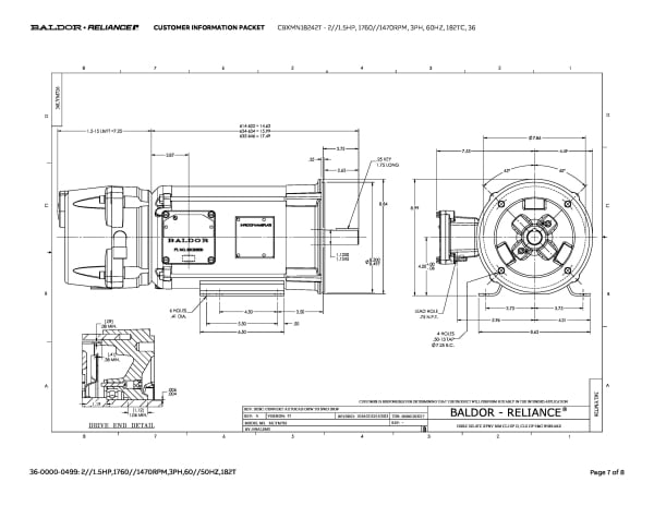 Baldor 2//1.5 HP, 1760//1470 RPM, 3 Phase, 60 Hz, 182TC, 36 - CBXMN18242T - Image 10