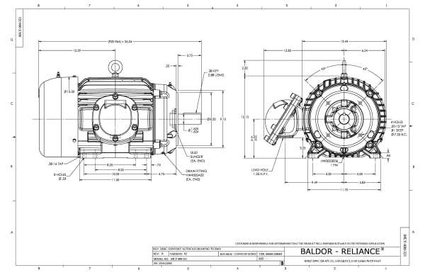 Baldor 7.5 HP, 1180//980 RPM, 3 Phase, 60 Hz, 254TC, XPFC, F - CCPX25766T - Image 2