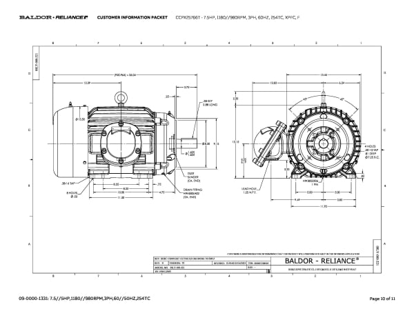 Baldor 7.5 HP, 1180//980 RPM, 3 Phase, 60 Hz, 254TC, XPFC, F - CCPX25766T - Image 13