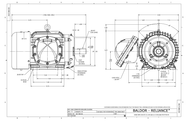 Baldor 20 HP, 1180//980 RPM, 3 Phase, 60 Hz, 286TCY, XPFC, F - CCPX28266T - Image 2