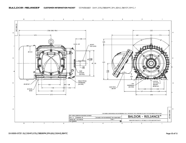 Baldor 20 HP, 1180//980 RPM, 3 Phase, 60 Hz, 286TCY, XPFC, F - CCPX28266T - Image 13