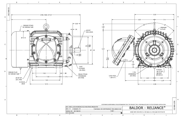 Baldor 25 HP, 3520//2925 RPM, 3 Phase, 60 Hz, 284TSCY, XPFC - CCPX282526T - Image 2
