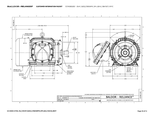 Baldor 25 HP, 3520//2925 RPM, 3 Phase, 60 Hz, 284TSCY, XPFC - CCPX282526T - Image 13