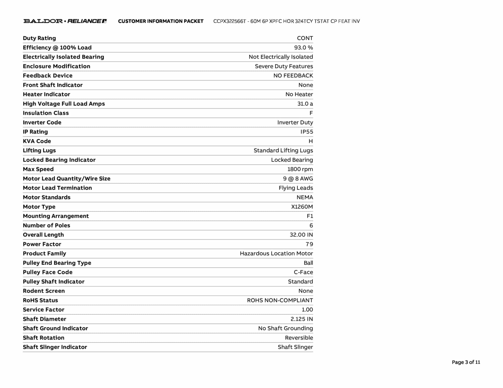 Baldor 60M 6P XPFC HOR 324TCY TSTAT CP FEAT INV - CCPX322566T - Image 6