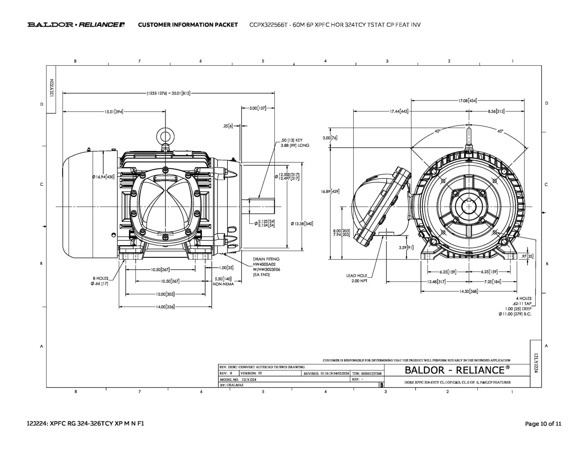 Baldor 60M 6P XPFC HOR 324TCY TSTAT CP FEAT INV - CCPX322566T - Image 14