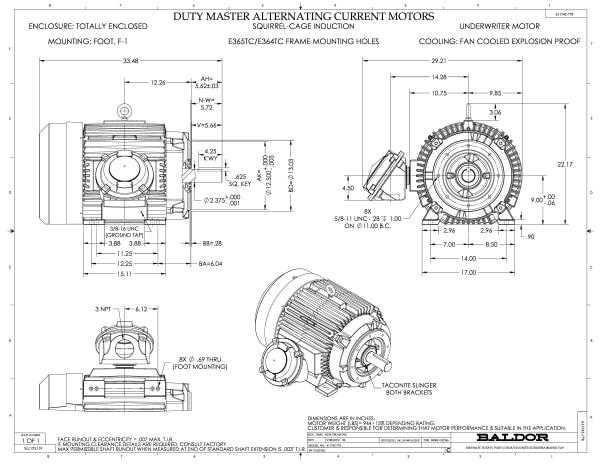 60HP,1780RPM,3PH,60HZ,364TC,TEFC,F1 - CCPX36646T - Image 2