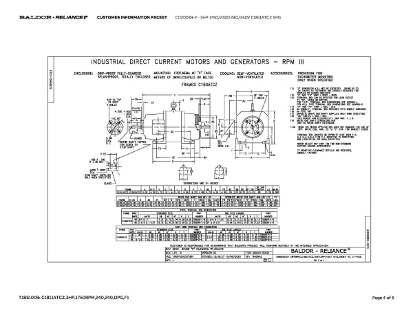 Baldor CD2003R-2 - 3 HP 1750/2300 240/240V C1811ATCZ SPG - Image 7