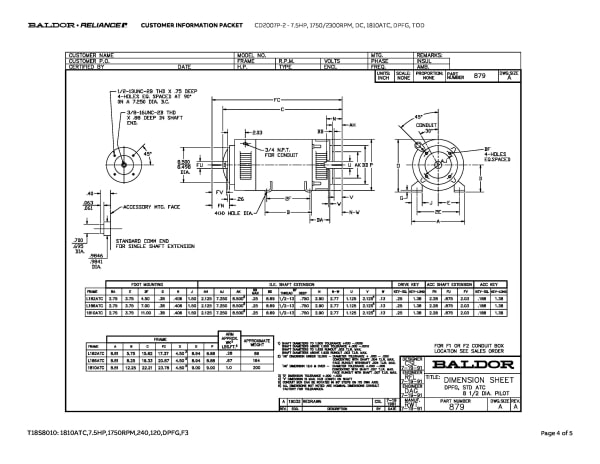 Baldor CD2007P-2 - 7.5 HP, 1750/2300 RPM, DC, 1810ATC, DPFG, TOD - Image 7