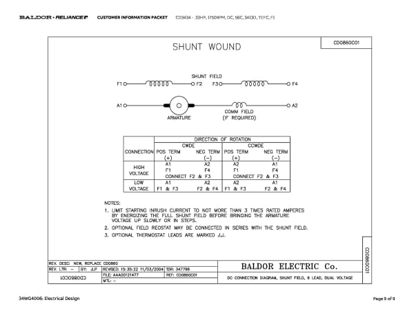 Baldor .33 HP, 1750 RPM, DC, 56C, 3413D, TEFC, F1 - CD3434 - Image 12