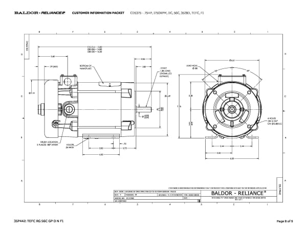 Baldor .75 HP, 1750 RPM, DC, 56C, 3528D, TEFC, F1 - CD5375 - Image 11
