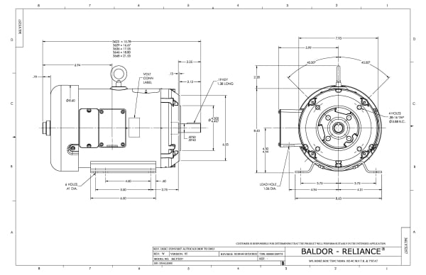 Baldor 1.5 HP, 1750 RPM, DC, 184C, 3636D, TEFC, F1 - CD6215 - Image 2