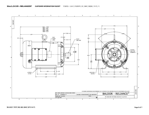 Baldor 1.5 HP, 1750 RPM, DC, 184C, 3636D, TEFC, F1 - CD6215 - Image 9