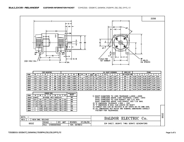 Baldor CDMG2315 - 0259ATC, 15KWKW, 1750 RPM, 230, 230, DPFG, F2 - Image 7