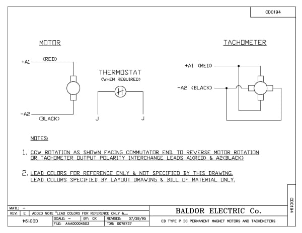 Baldor .25 HP, 1800 RPM, DC, 56C, 3416P, TENV, F1 - CDP3410-V24 - Image 3
