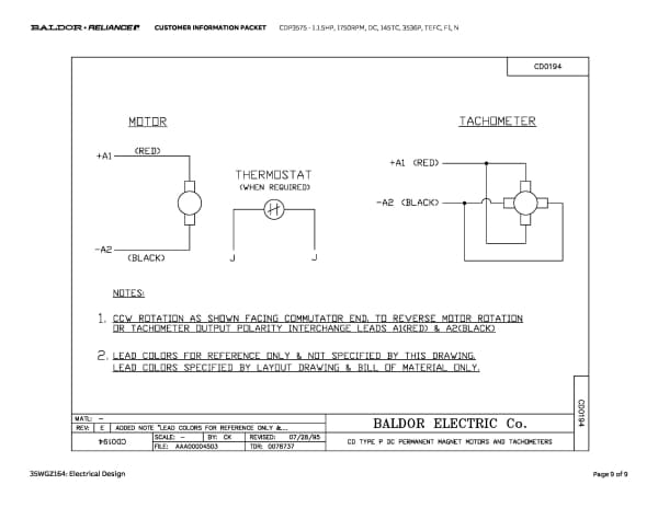 Baldor 1.5 HP, 1750 RPM, DC, 145TC, 3536P, TEFC, F1, N - CDP3575 - Image 12