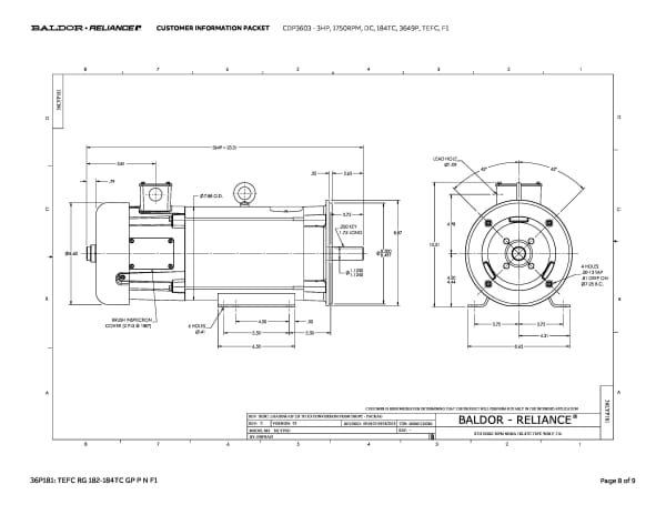 Baldor 3 HP, 1750 RPM, DC, 184TC, 3649P, TEFC, F1 - CDP3603 - Image 11