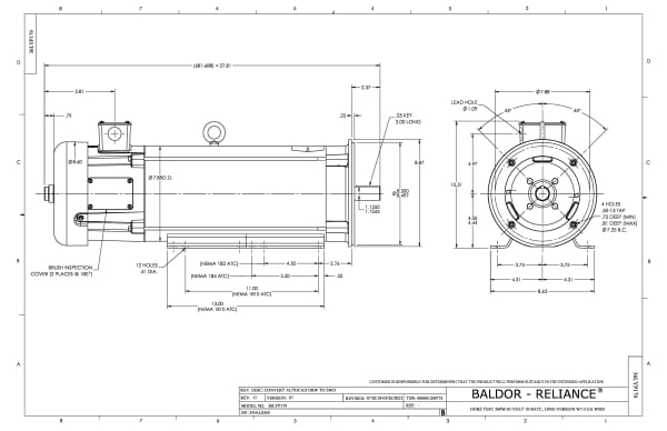 Baldor 5 HP, 1750 RPM, DC, 1810ATC, 3681P, TEFC, F1 - CDP3605 - Image 2