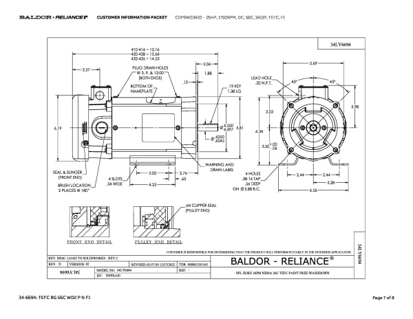 Baldor .25 HP, 1750 RPM, DC, 56C, 3413P, TEFC, F1 - CDPSWD3410 - Image 10
