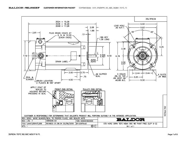 Baldor 1 HP, 1750 RPM, DC, 56C, 3536P, TEFC, F1 - CDPSWD3555 - Image 10