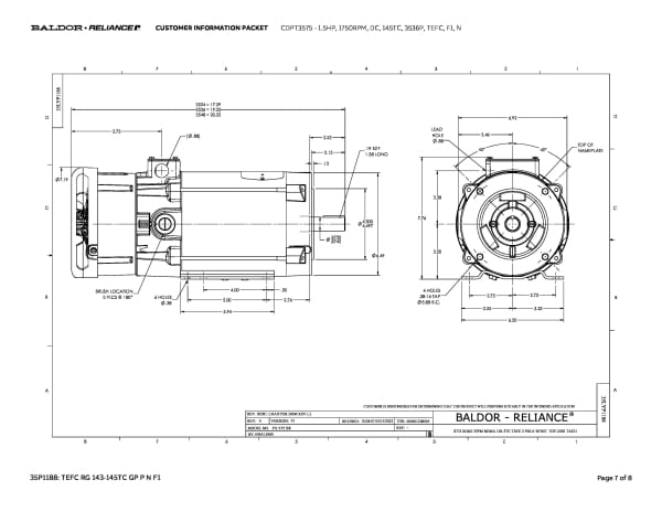 Baldor 1.5 HP, 1750 RPM, DC, 145TC, 3536P, TEFC, F1, N - CDPT3575 - Image 10