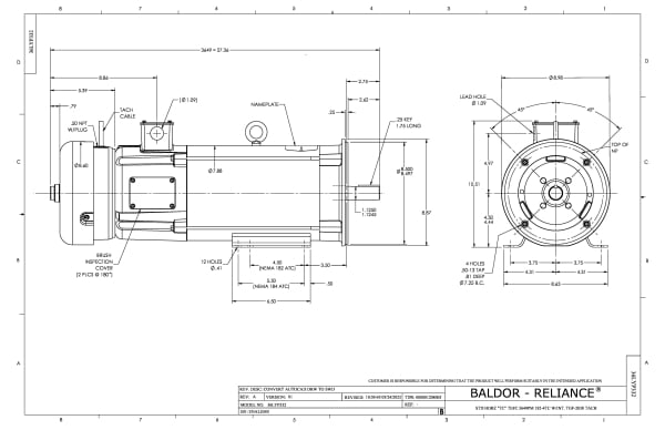 Baldor 3 HP, 1750 RPM, DC, 184ATC, 3649P, TEFC, F1, N - CDPT3603 - Image 2