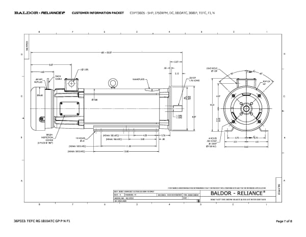 Baldor 5 HP, 1750 RPM, DC, 1810ATC, 3681P, TEFC, F1, N - CDPT3605 - Image 10