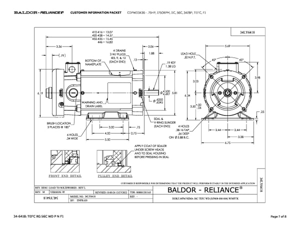 Baldor .75 HP, 1750 RPM, DC, 56C, 3428P, TEFC, F1 - CDPWD3436 - Image 10