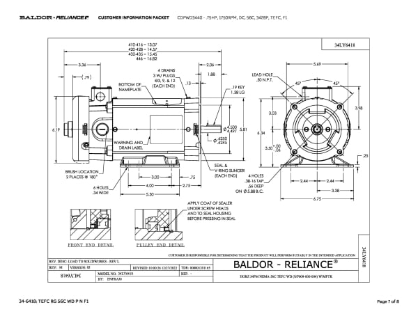 Baldor .75 HP, 1750 RPM, DC, 56C, 3428P, TEFC, F1 - CDPWD3440 - Image 10
