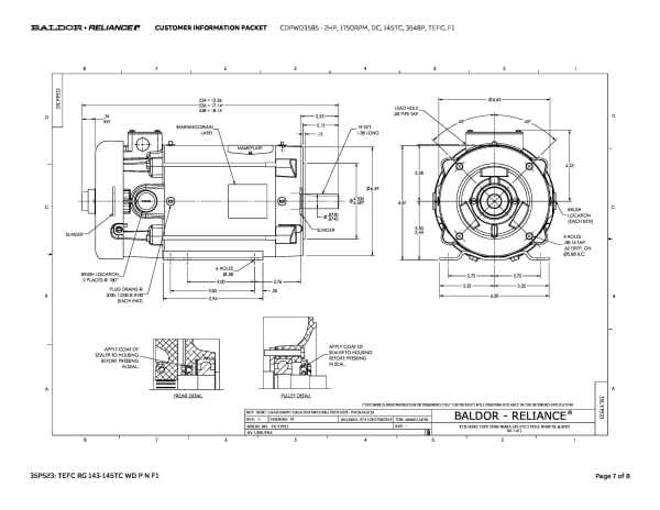 Baldor 2 HP, 1750 RPM, DC, 145TC, 3548P, TEFC, F1 - CDPWD3585 - Image 10