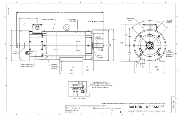 Baldor 3 HP, 1750 RPM, DC, 184TC, 3649P, TEFC, F1 - CDPWD3603 - Image 2