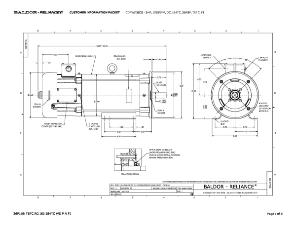 Baldor 3 HP, 1750 RPM, DC, 184TC, 3649P, TEFC, F1 - CDPWD3603 - Image 10