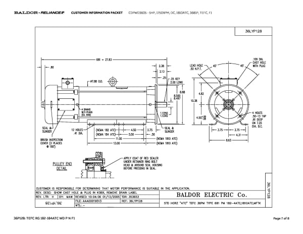 Baldor 5 HP, 1750 RPM, DC, 1810ATC, 3681P, TEFC, F1 - CDPWD3605 - Image 10