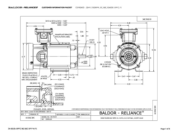 Baldor .33 HP, 1750 RPM, DC, 56C, X3420P, XPFC, F1 - CDPX3420 - Image 10