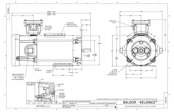Baldor 1 HP, 1750 RPM, DC, 56C, X3536P, XPFC, F1 - CDPX3555 - Image 2