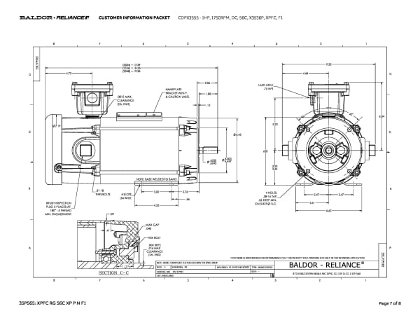 Baldor 1 HP, 1750 RPM, DC, 56C, X3536P, XPFC, F1 - CDPX3555 - Image 10