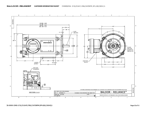 Baldor 0.75//0.5 HP, 1765//1470 RPM, 3 Phase, 60//50 Hz, 5 - CDRX050744 - Image 13