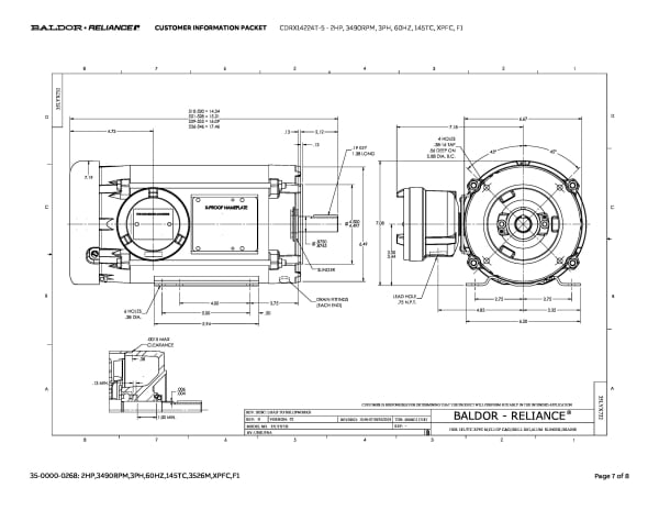 Baldor 2 HP, 3490 RPM, 3 Phase, 60 Hz, 145TC, XPFC, F1 - CDRX14224T-5 (575 VAC Only) - Image 10