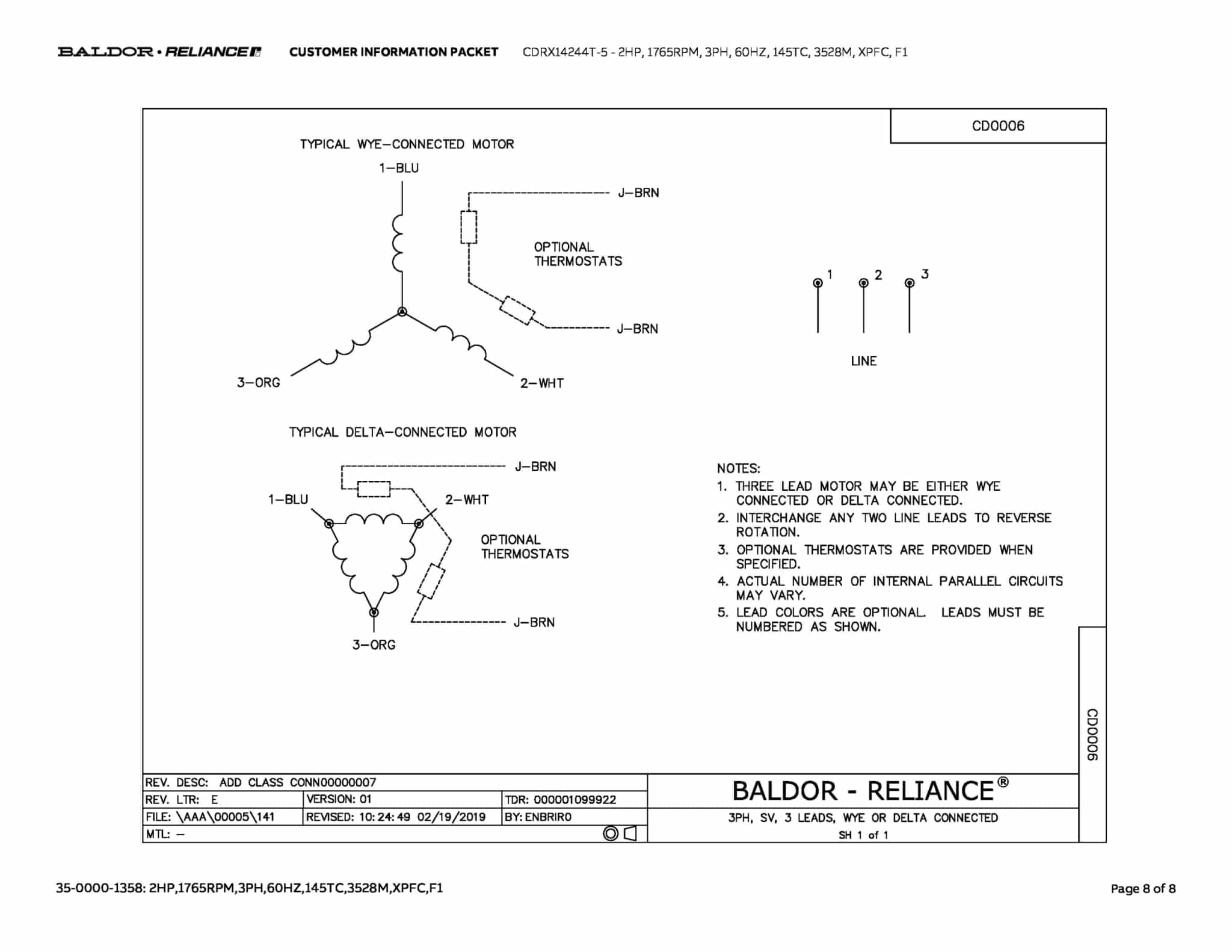 2HP,1765RPM,3PH,60HZ,145TC,3528M,XPFC,F1 - CDRX14244T-5 (575 VAC Only) - Image 11