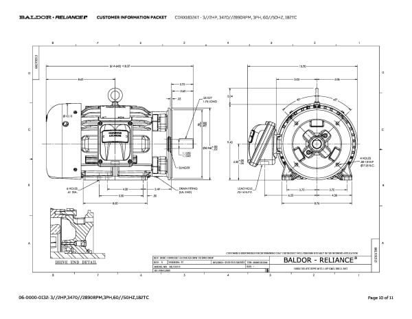 Baldor 3//2 HP, 3470//2890 RPM, 3 Phase, 60//50 Hz, 182TC - CDRX18324T - Image 13