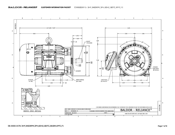 Baldor 3 HP, 3460 RPM, 3 Phase, 60 Hz, 182TC, XPFC, F1 - CDRX18324T-5 (575 VAC Only) - Image 10