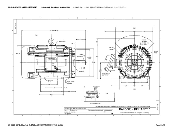 Baldor 10 HP, 3490//2900 RPM, 3 Phase, 60 Hz, 215TC, XPFC, F - CDRX21124T - Image 11