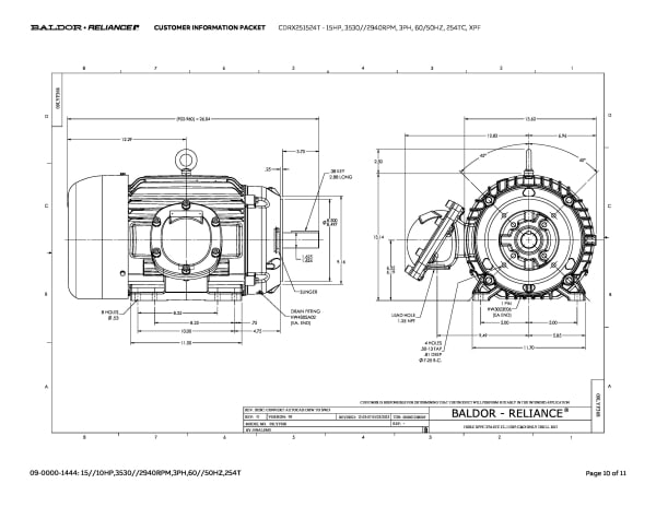 Baldor 15 HP, 3530//2940 RPM, 3 Phase, 60/50 Hz, 254TC, XPF - CDRX251524T - Image 13