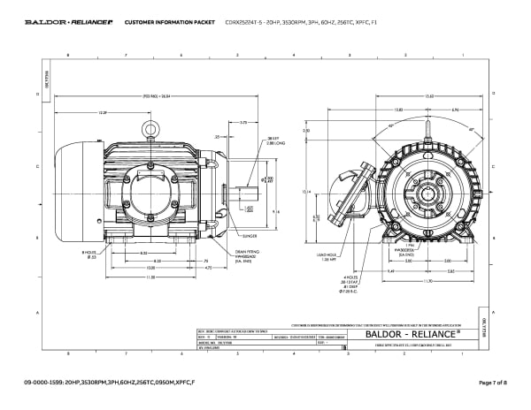 Baldor 20 HP, 3530 RPM, 3 Phase, 60 Hz, 256TC, XPFC, F1 - CDRX25224T-5 (575 VAC Only) - Image 10
