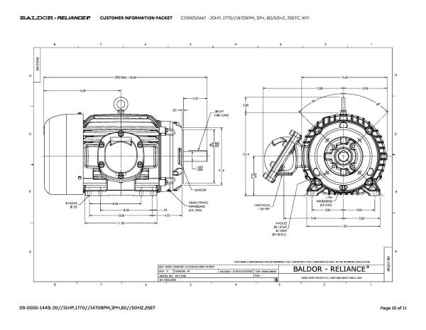 Baldor 20 HP, 1770//1470 RPM, 3 Phase, 60/50 Hz, 256TC, XPF - CDRX25244T - Image 13