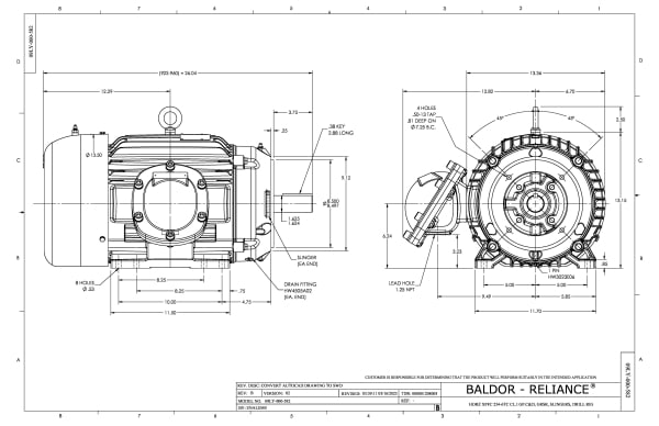 Baldor 20 HP, 1770 RPM, 3 Phase, 60 Hz, 256TC, XPFC, F1 - CDRX25244T-5 (575 VAC Only) - Image 2