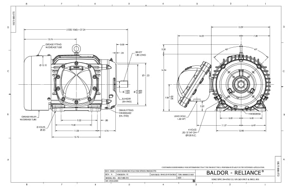 Baldor 25 HP, 3520//2930 RPM, 3 Phase, 60 Hz, 284TSC, XPFC,  - CDRX282524T - Image 2